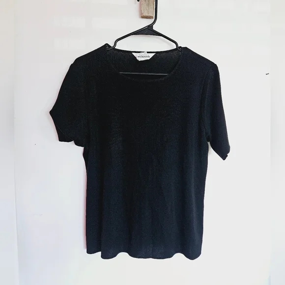 Misook Black Short Sleeve Knit Top - Picture 3 of 5